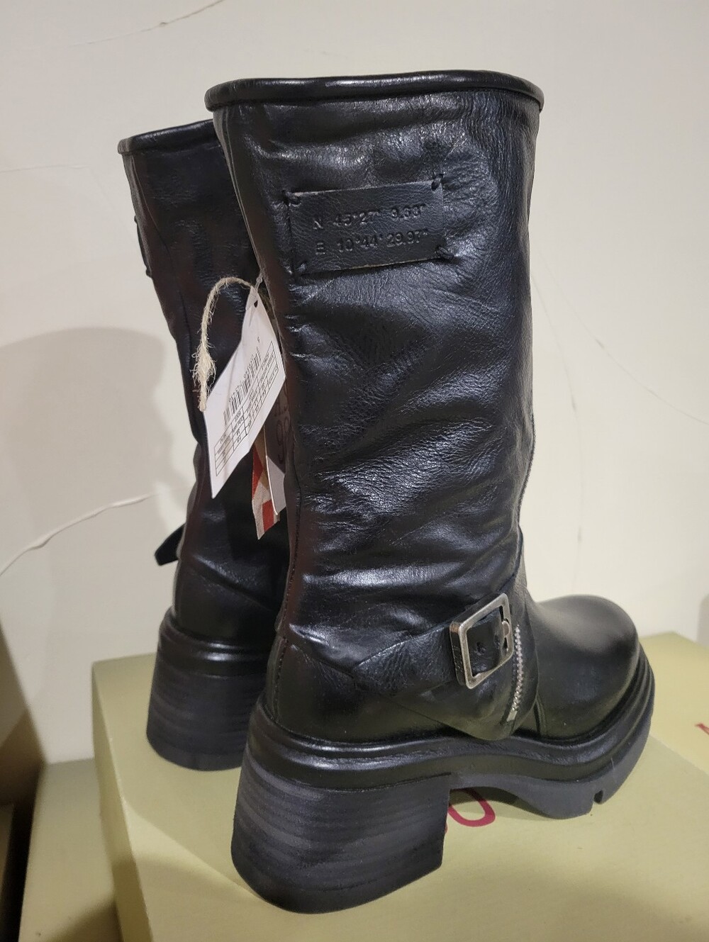 NWT A.S.98 EMORY Black Leather Mid-Calf Buckle Boots - Women 8.5 9 - Picture 5 of 8